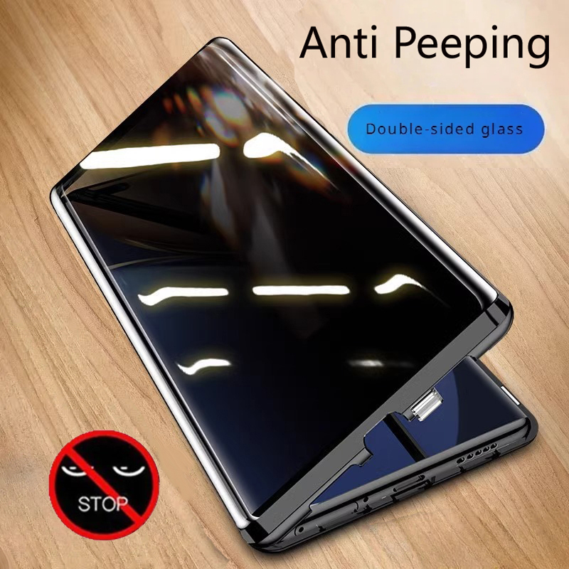 Anti Spy Privacy Glass Case - Metalen Telefoon Case dubbelzijdig Glas Voor