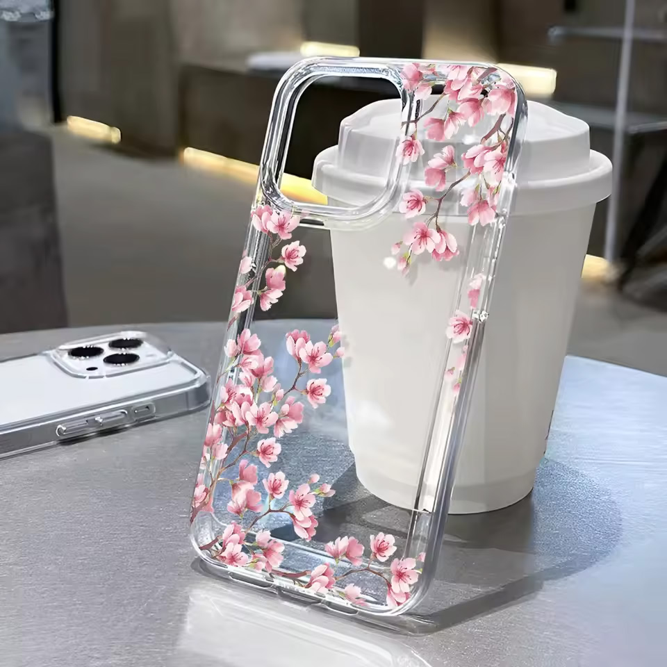Clear Shockproof Bumper Case - Meisjes Bloemen Transparante Telefoonhoesje voor iPhone