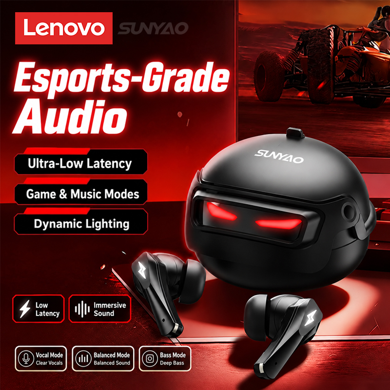 Earphones - Lenovo GT101 gamingheadset, draadloos, Bluetooth 6.0,