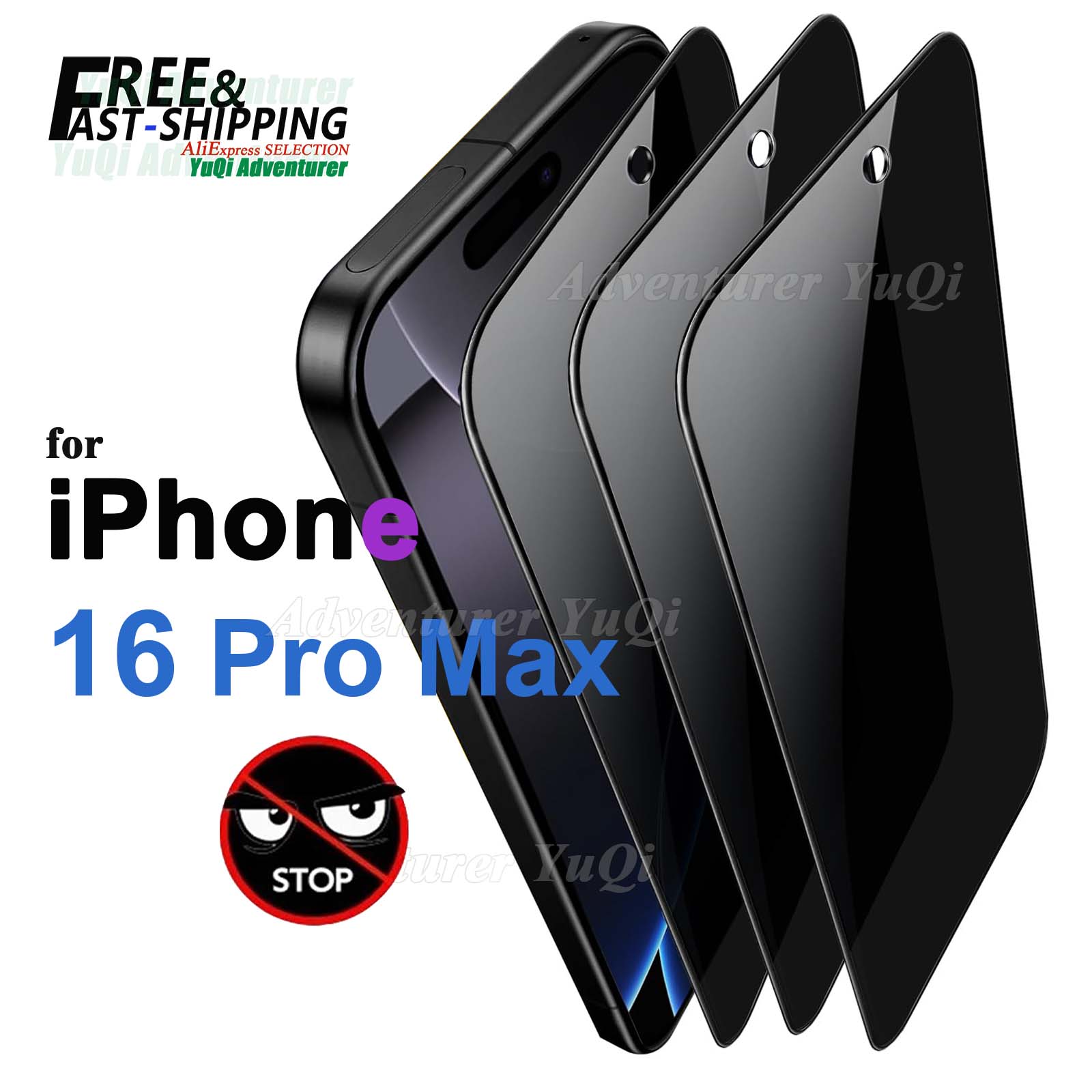 Anti Spy Privacy Glass Case - Anti-spionage schermbeschermer voor iPhone 16 Pro
