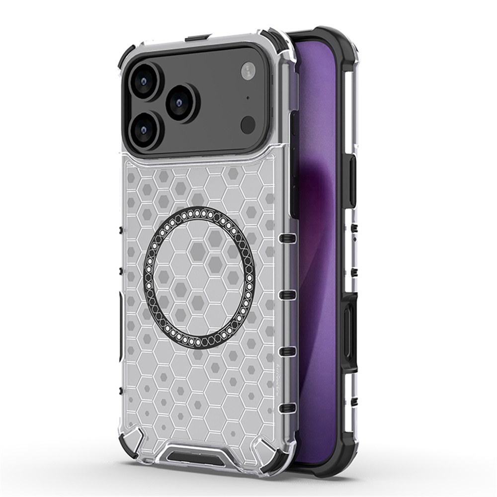 Clear Shockproof Bumper Case - Luxe, transparante honingraatbeschermhoes met magnetische sluiting