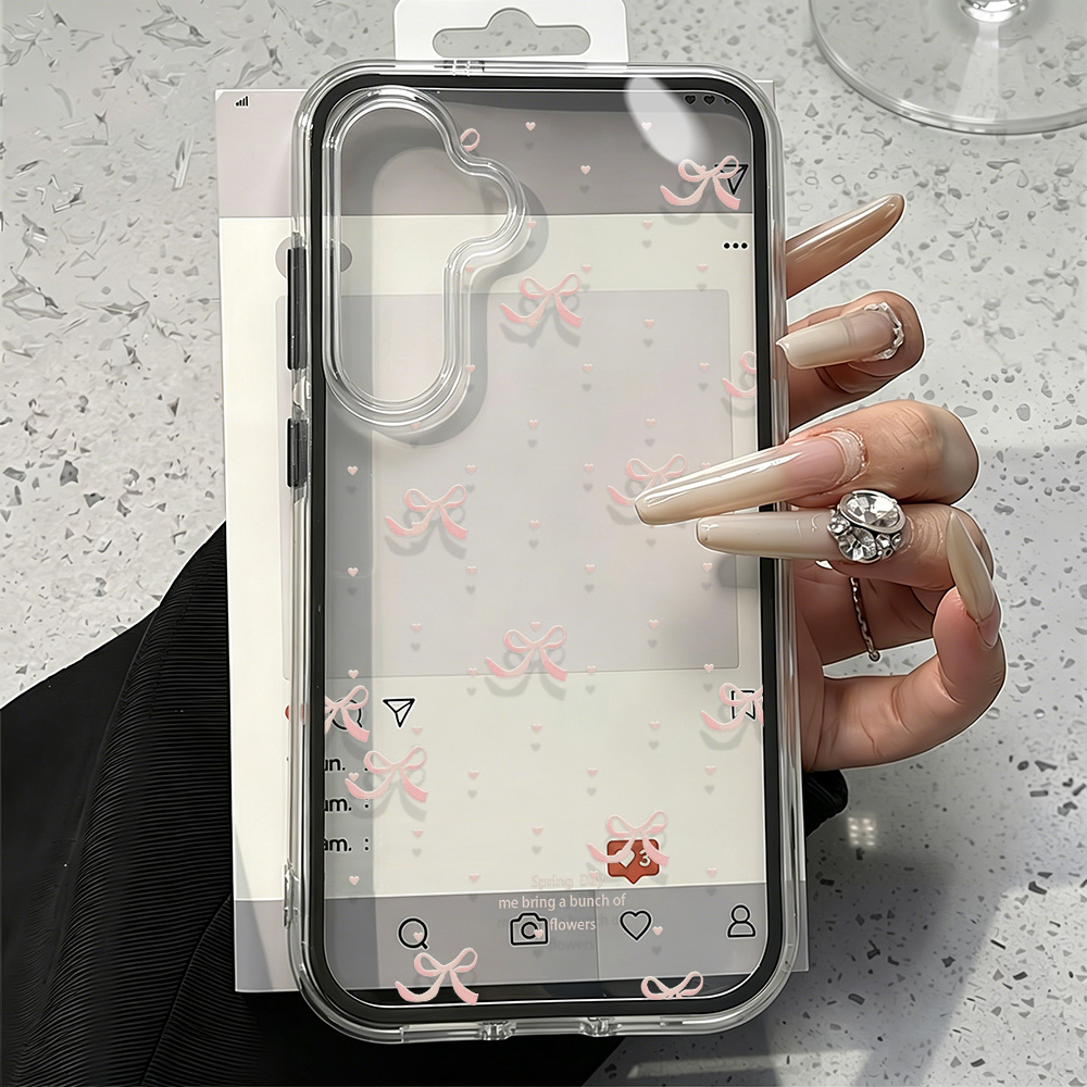 Schattig roze strik zachte tel - Clear Shockproof Bumper Case recensie en prijs